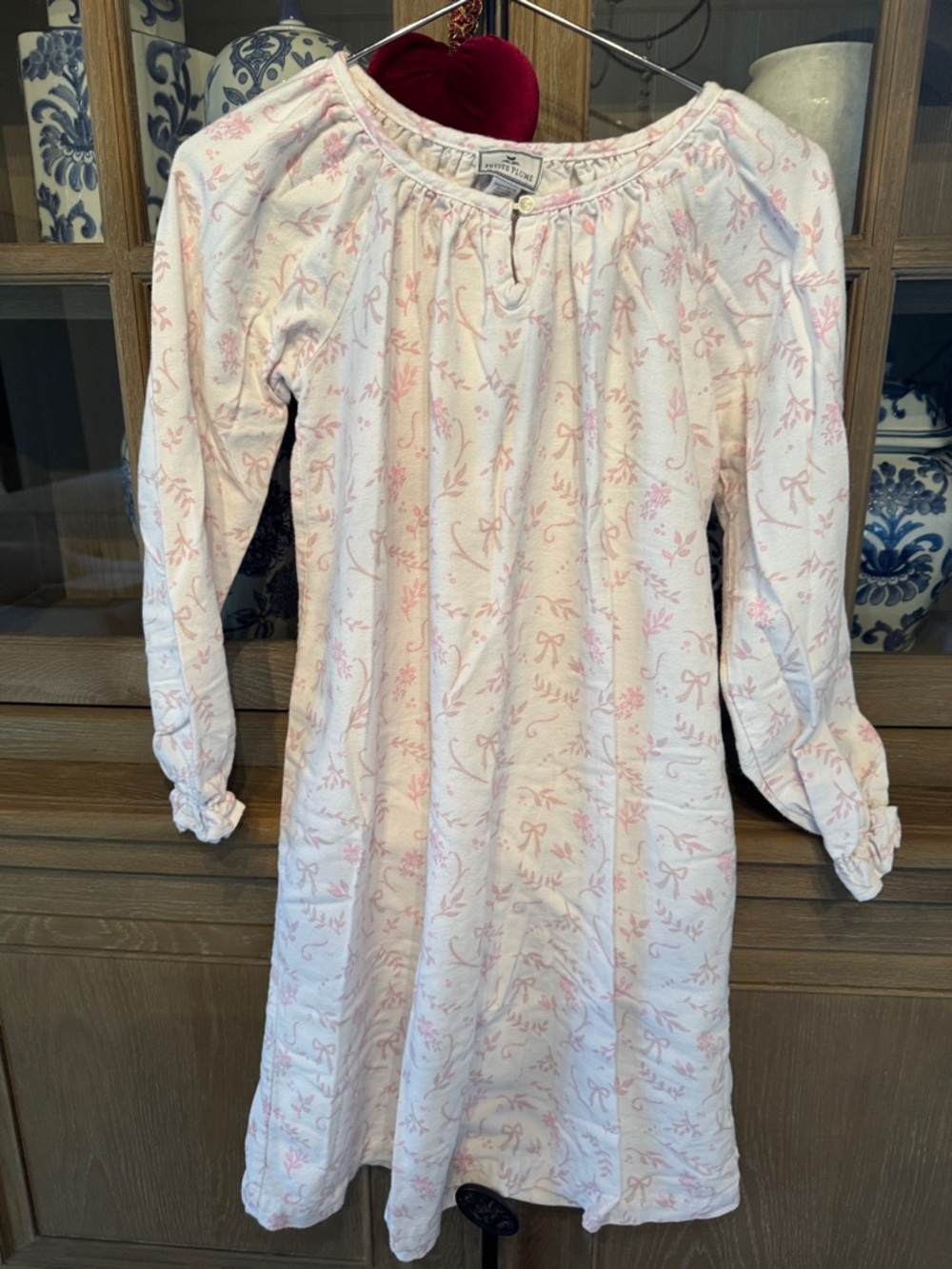 Girls' Long Sleeve Pink Floral Nightgown